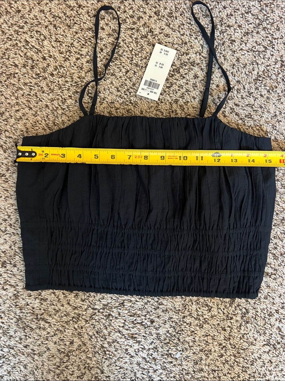 NWT Abercrombie Cropped Ruched Top. Size XL. Color is Black - Picture 4 of 5